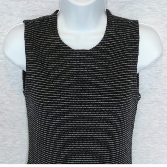 Theory Koldeen O Noble Wool Knit Midi Dress - Black / White Pinstripe - Picture 3 of 6